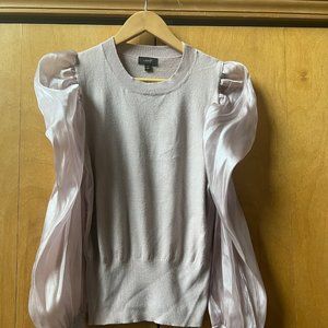 ONTWELFTH Mockneck Sweater - Sheer Silky sleeves - Blush Pink - Women's Sz S